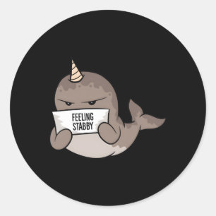 Narwhal Feeling Stabby Classic Round Sticker