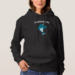 Narwhal For Girls Kids Narwhale Sea Unicorn Fish W Hoodie