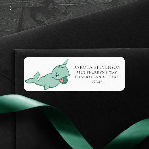 Narwhal Green   Cute Mint Chibi Cartoon Address