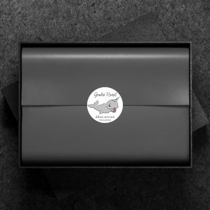 Narwhal Grey Neutral Gender Nautical Sea Animal Classic Round Sticker