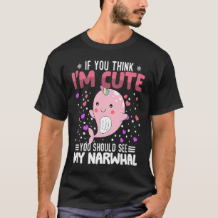 Narwhal Heart Valentine's Day Animal For Womens Ki T-Shirt