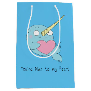 Narwhal Hugging Heart Valentine’s Day Gift Bag