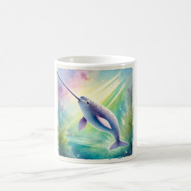 Narwhal in the Deep 110924AREF142 - Watercolor Coffee Mug (Center)