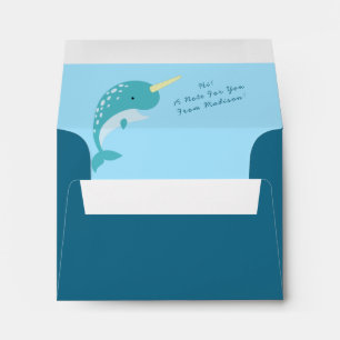 Narwhal Kid's Cute Ocean Animal Envelope