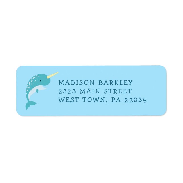 Narwhal Kid's Cute Return Address Label (Front)
