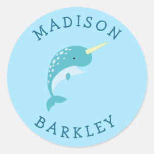 Narwhal Kid's Cute Whale Envelope Seal Stickers