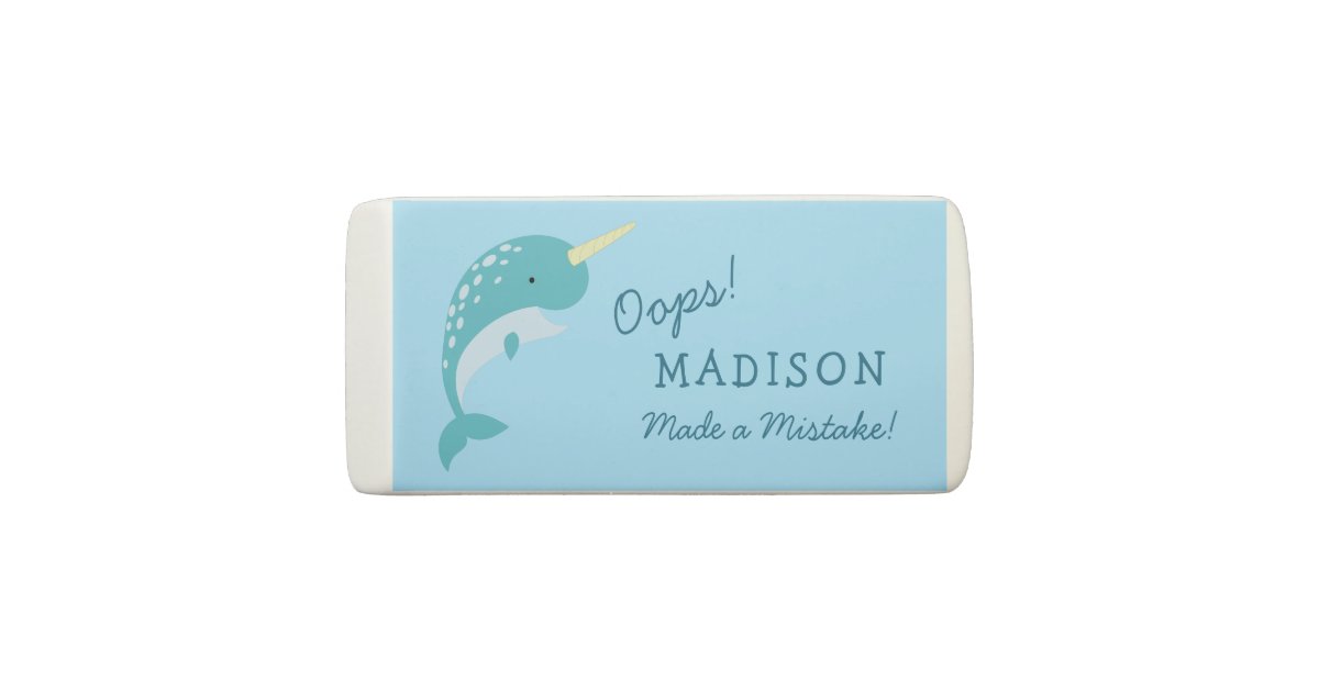 Narwhal Kid's Cute Whale Eraser | Zazzle