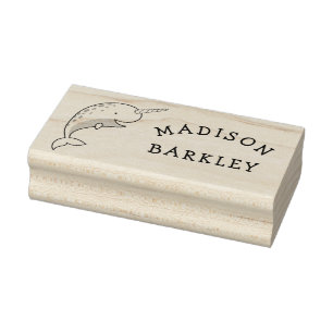 Narwhal Kid's Cute Whale Name Rubber Stamp