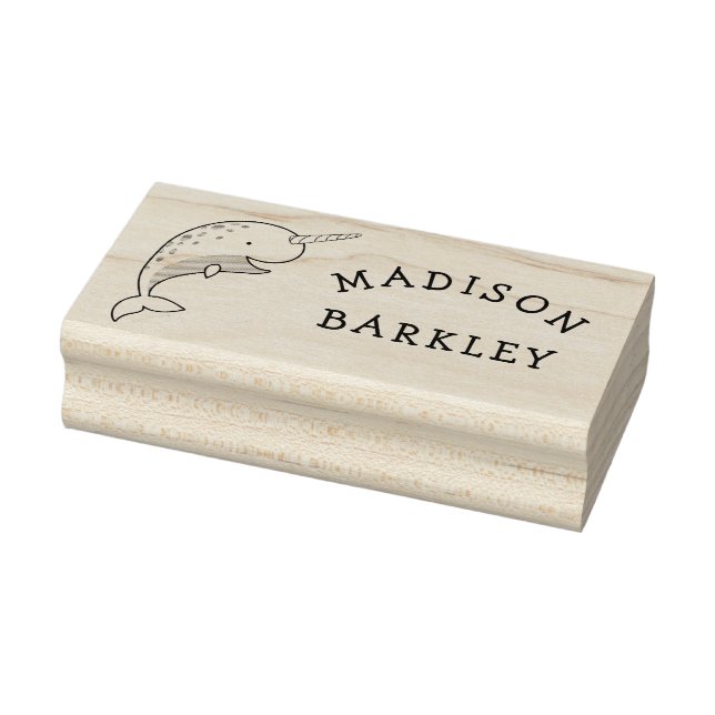 Narwhal Kid's Cute Whale Name Rubber Stamp (Stamp)