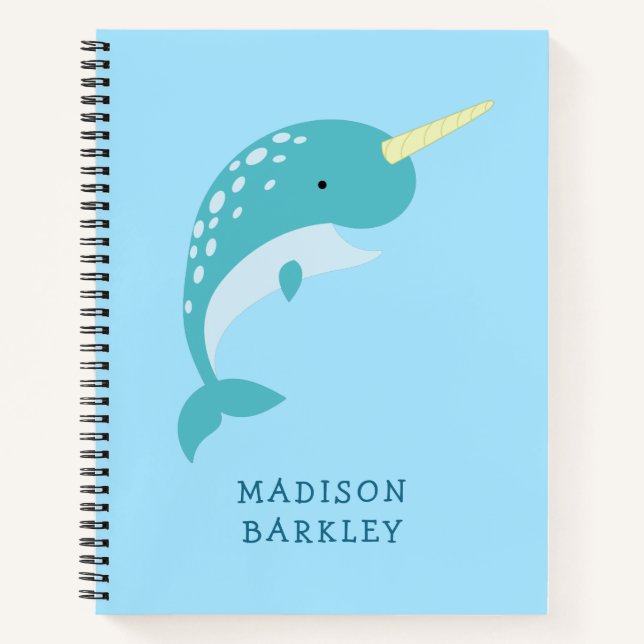 Narwhal Kid's Cute Whale Notebook (Front)