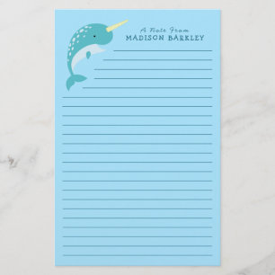 Narwhal Kid's Cute Whale Stationery