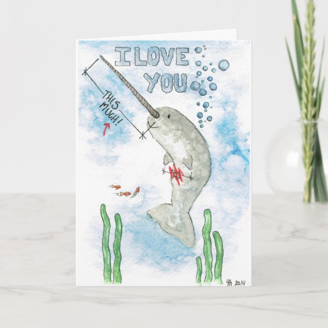 Narwhal loves you thi....THIS MUCH! Holiday Card (Front)