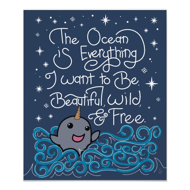 Narwhal Ocean Quote Photo Print (Front)