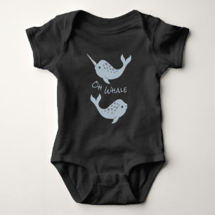Narwhal Oh Whale Baby Bodysuit (Light Text)