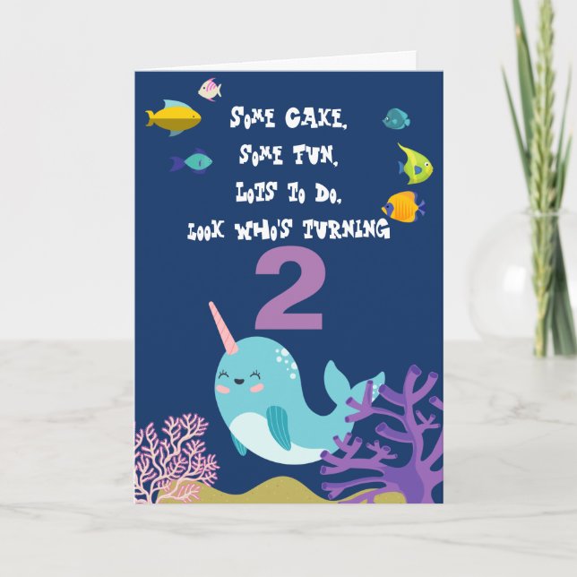Narwhal Personalised Name Birthday Card (Front)