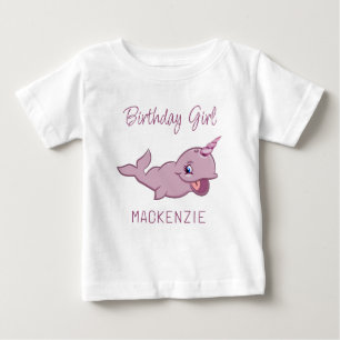 Narwhal Pink   Girly Kawaii Chibi Cartoon Animal Baby T-Shirt