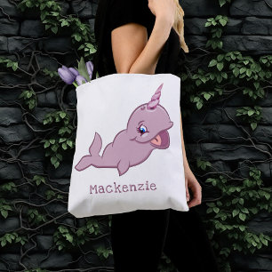 Narwhal Pink   Girly Kawaii Chibi Cartoon Diaper Tote Bag