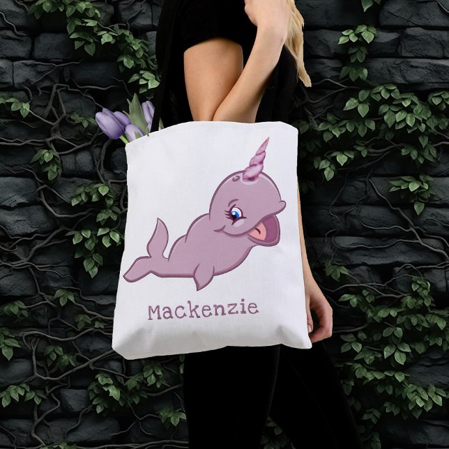 Narwhal Pink | Girly Kawaii Chibi Cartoon Diaper Tote Bag (Creator Uploaded)