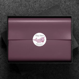 Narwhal Pink   Girly Kawaii Chibi Cartoon Shower Classic Round Sticker