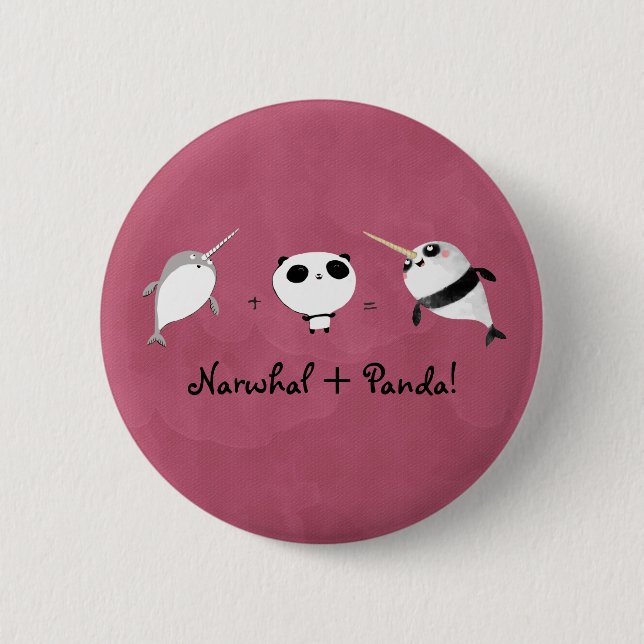 Narwhal plus Panda! 6 Cm Round Badge (Front)