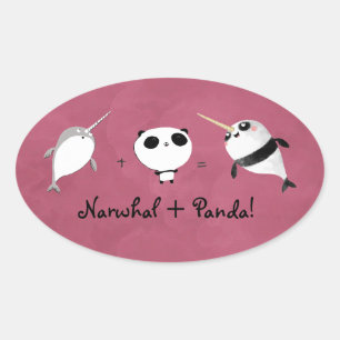 Narwhal plus Panda! Oval Sticker