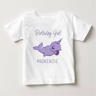 Narwhal Purple   Lavender Magical Sea Unicorn Baby T-Shirt