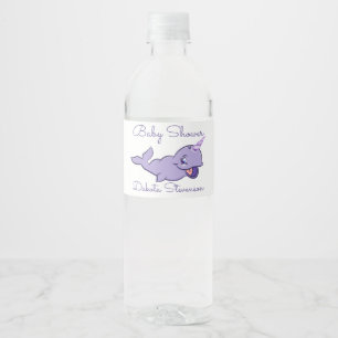 Narwhal Purple   Lilac Magical Sea Unicorn Shower Water Bottle Label
