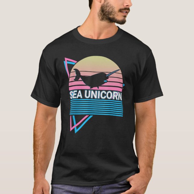 Narwhal Retro Sea Unicorn T-Shirt (Front)
