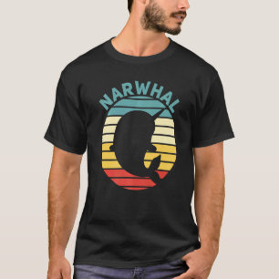 Narwhal Retro Sunset Unicorn of the Sea Narwhal T-Shirt