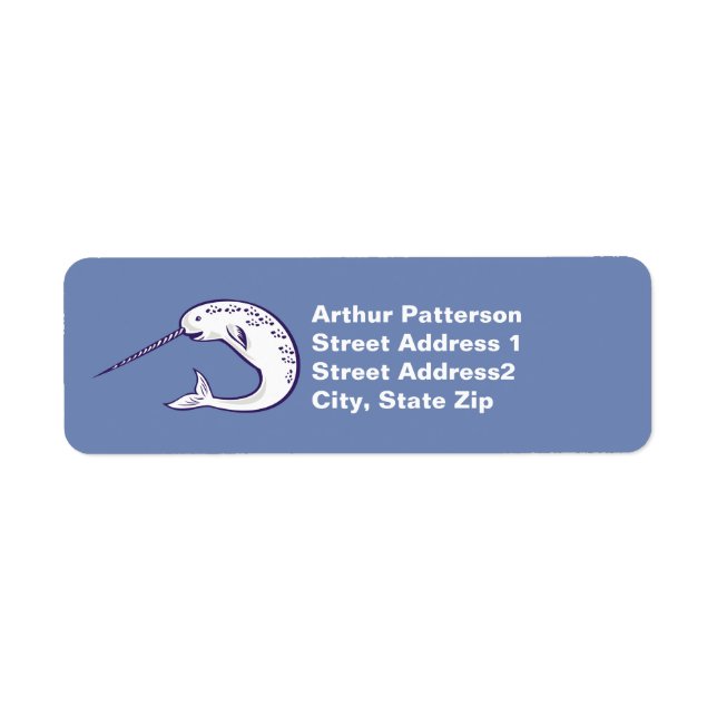 Narwhal Return Address Label Denim Blue (Front)