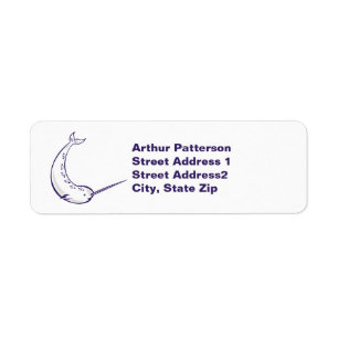 Narwhal Return Address Label White