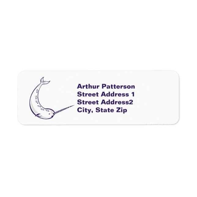 Narwhal Return Address Label White (Front)