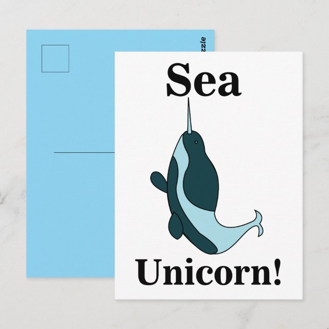 Narwhal Sea Unicorn Funny Postcard (Front/Back)