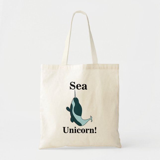 Narwhal Sea Unicorn Funny Tote Bag (Front)