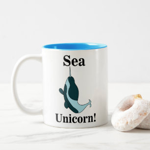 Narwhal Sea Unicorn Funny Two-Tone Coffee Mug
