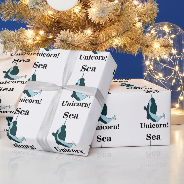 Narwhal Sea Unicorn Funny Wrapping Paper (Holidays)