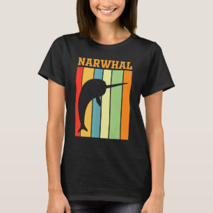 Narwhal Shadow Silhouette In Retro Colours T-Shirt