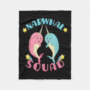 Narwhal Squad Cute Kawaii Narwhals Narwhale  Fleece Blanket