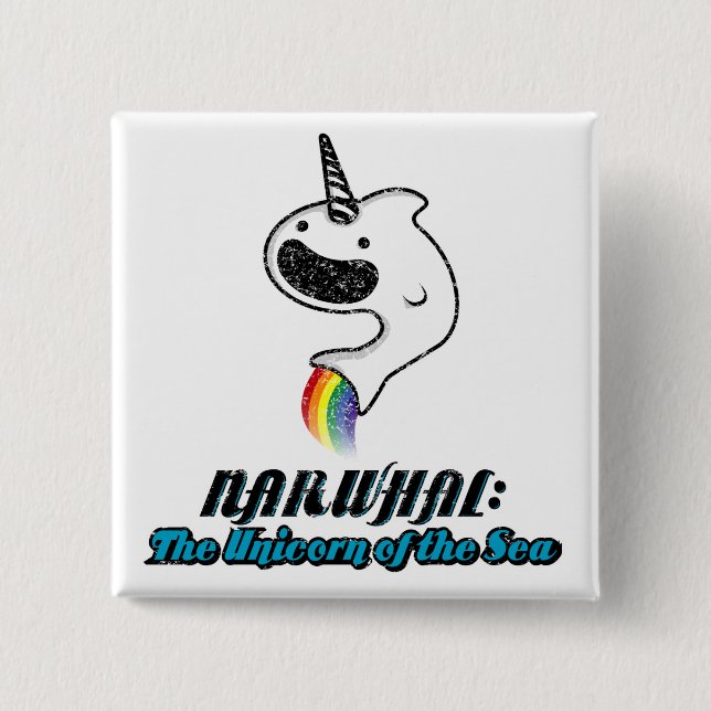 Narwhal:The Unicorn of the Sea 15 Cm Square Badge (Front)