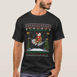 Narwhal Ugly Xmas Gift Santa Riding Narwhal Christ T-Shirt