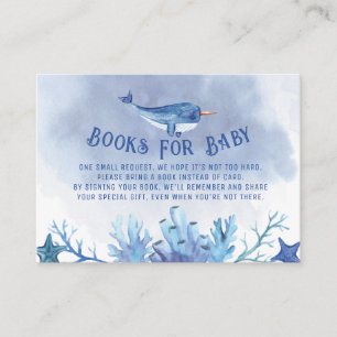 Narwhal Under the Sea Baby Shower Books for Baby Enclosure Card
