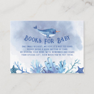 Narwhal Under the Sea Baby Shower Books for Baby Enclosure Card