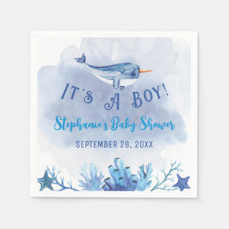 Narwhal Under the Sea Baby Shower Napkin