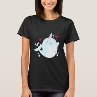 Narwhal Unicorn Love Heart Narwhale Sea Animals Fi T-Shirt