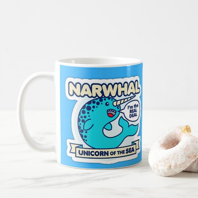 Narwhal Unicorn Of The Sea Coffee Mug (With Donut)