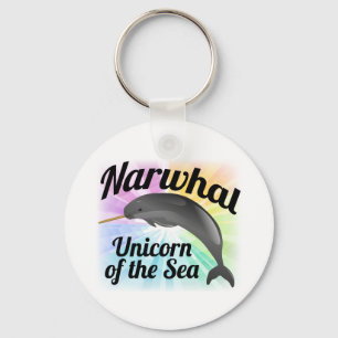 Narwhal Unicorn of the Sea, Cute Rainbow Key Ring