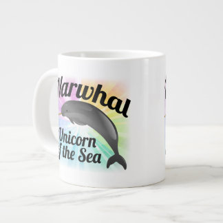Narwhal Unicorn of the Sea, Cute Rainbow Large Coffee Mug