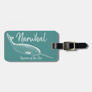 Narwhal Unicorn of the Sea Personalised Luggage Tag