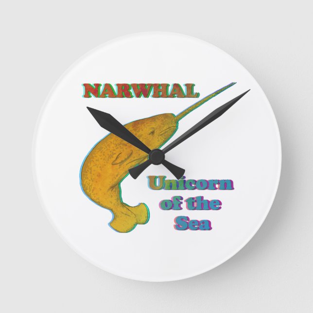Narwhal - Unicorn of the Sea Round Clock (Front)