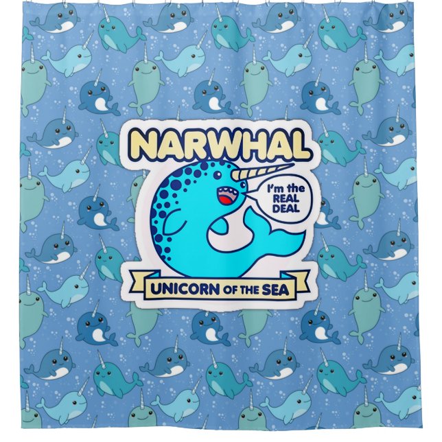 Narwhal Unicorn Of The Sea Shower Curtain (Front)